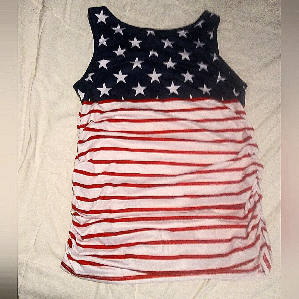 BIHOME Proud To Be American, Ruched, Flag Inspired Top